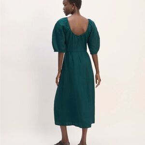 the linen short sleeve scoop midi dress Everlane Dark Sea size 10